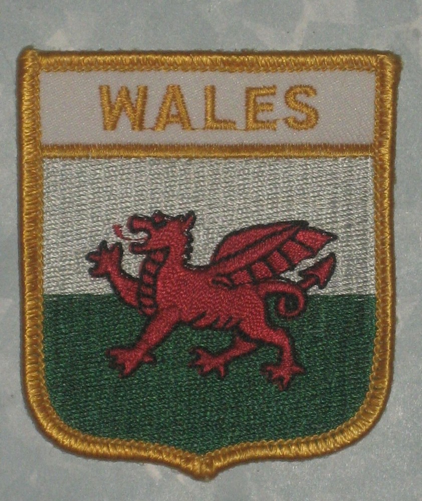 Wales Flag Patch - Shield  - 2 3/8" x 2 3/4"