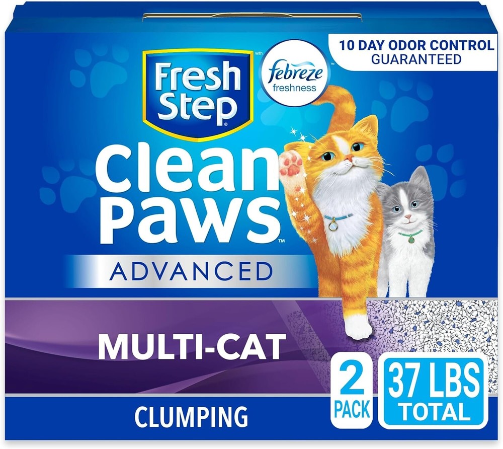 Clumping Cat Litter, Advanced, Clean Paws Multi-Cat, Extra Large, 37 Pounds t...