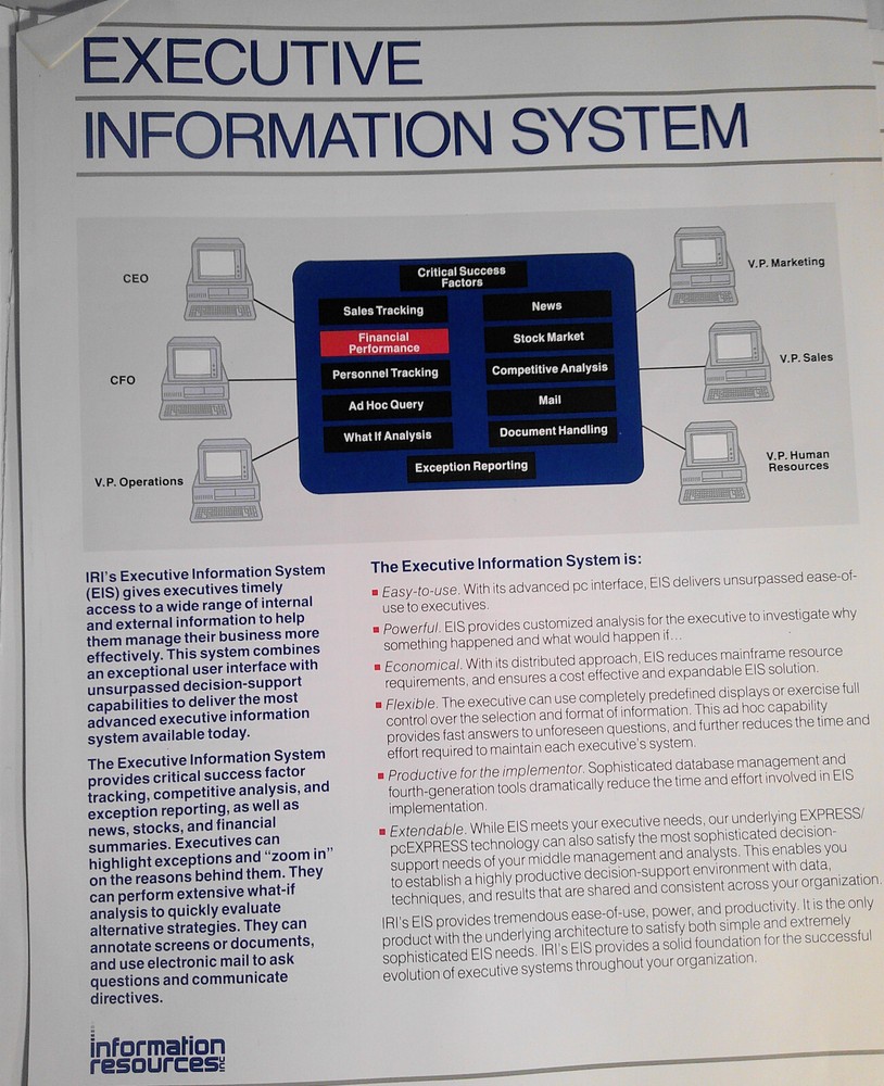 1988 Information Resources Executive Information /Financial Management brochures