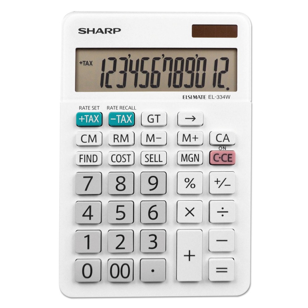 Sharp® EL-334W Large Desktop Calculator, 12-Digit LCD