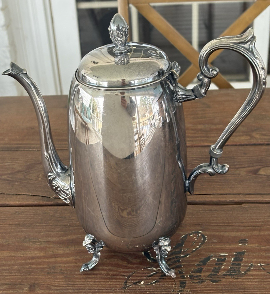 Vintage Sheridan Silver Plate Tea or Coffee Pot ~Silver on Copper