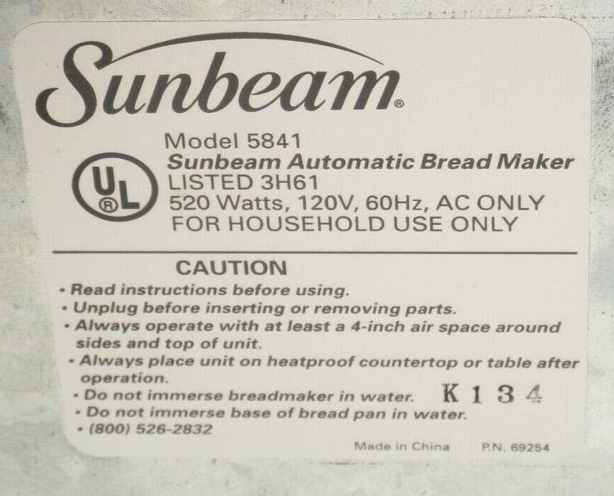 Temperature Sensor for Sunbeam Bread Maker Model 5841