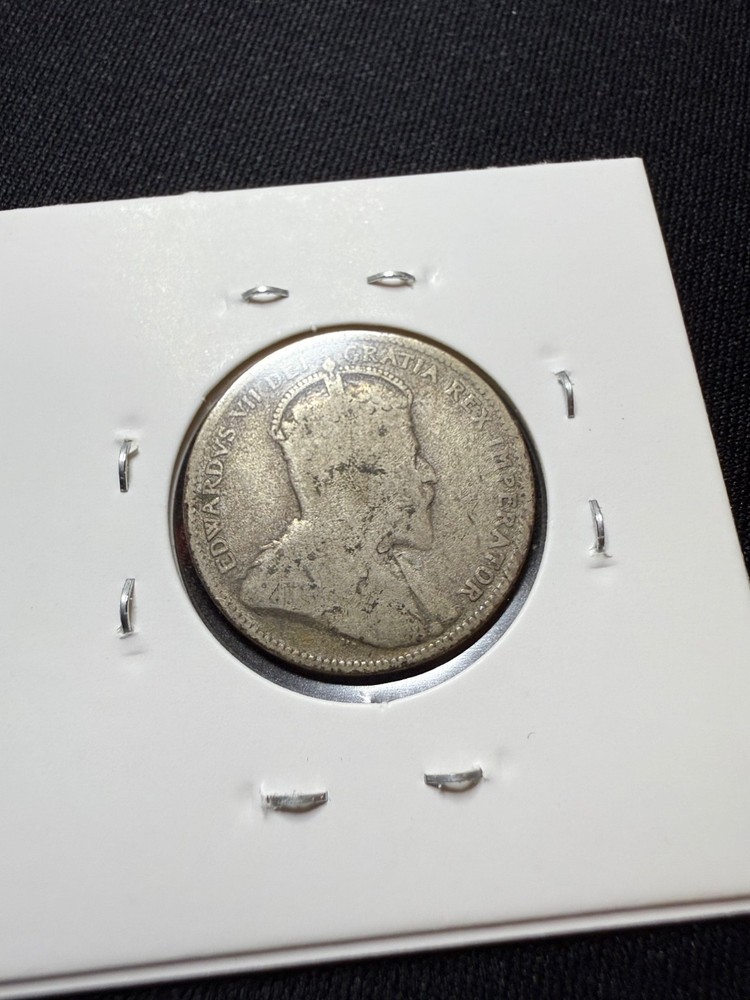 1902 King Edward Canada Silver 25 Cents Coin
