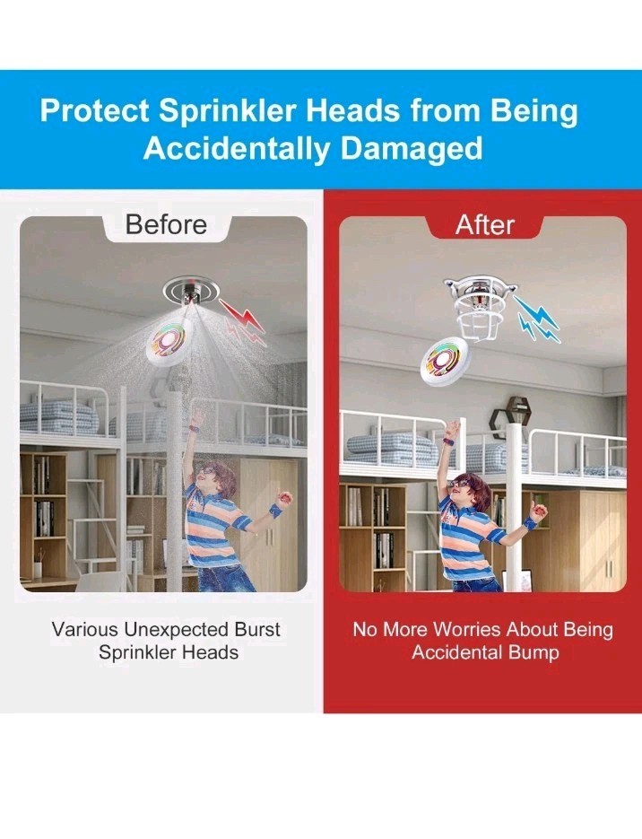 (4 Pack) White Fire Sprinkler Head Protector Cover Cage Guard for Both 1/2" &...