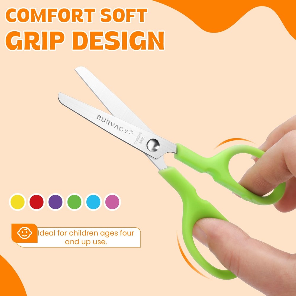 30Pack 5" Small School Student Blunt Kids Craft Scissors, Sharp Stainless Ste...