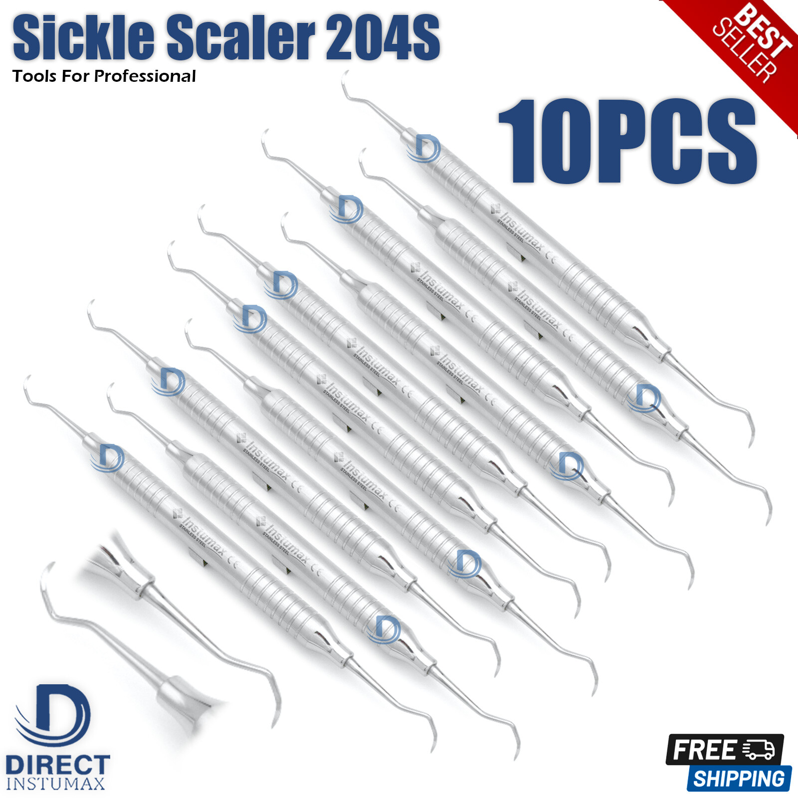 Sickle Scaler 204S Dental Hand Instruments Pro Periodontal Hygiene Pick Tool