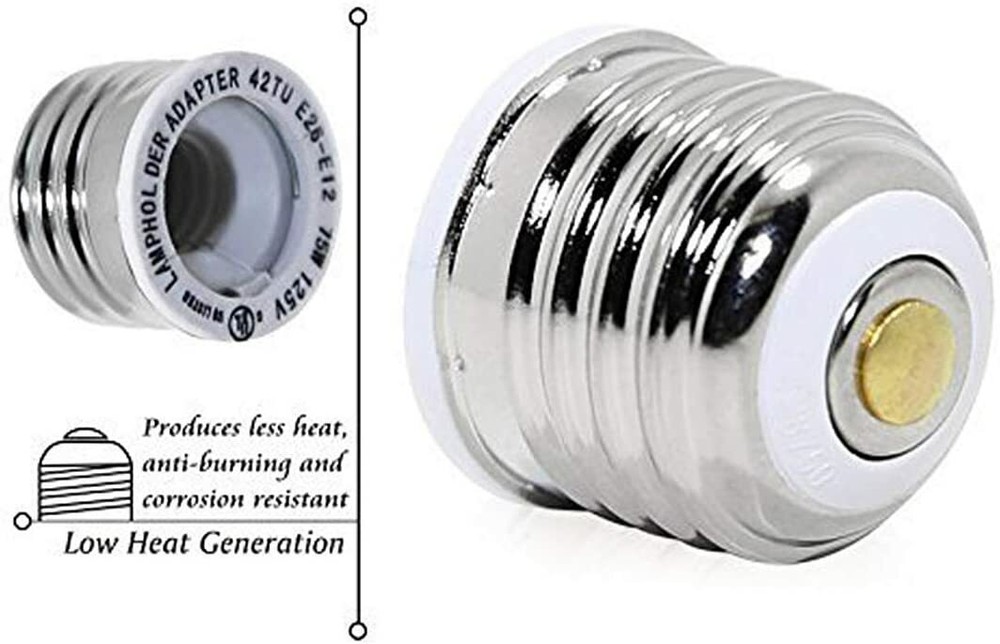 20-Pack E26/E27 to E12 Adapter, Standard Screw Base to Candelabra Base Socket
