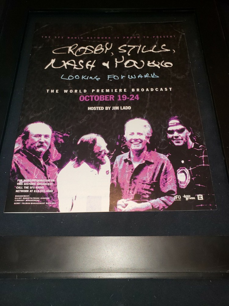 CSNY Looking Forward Rare Original Radio Promo Poster Ad Framed! David Crosby