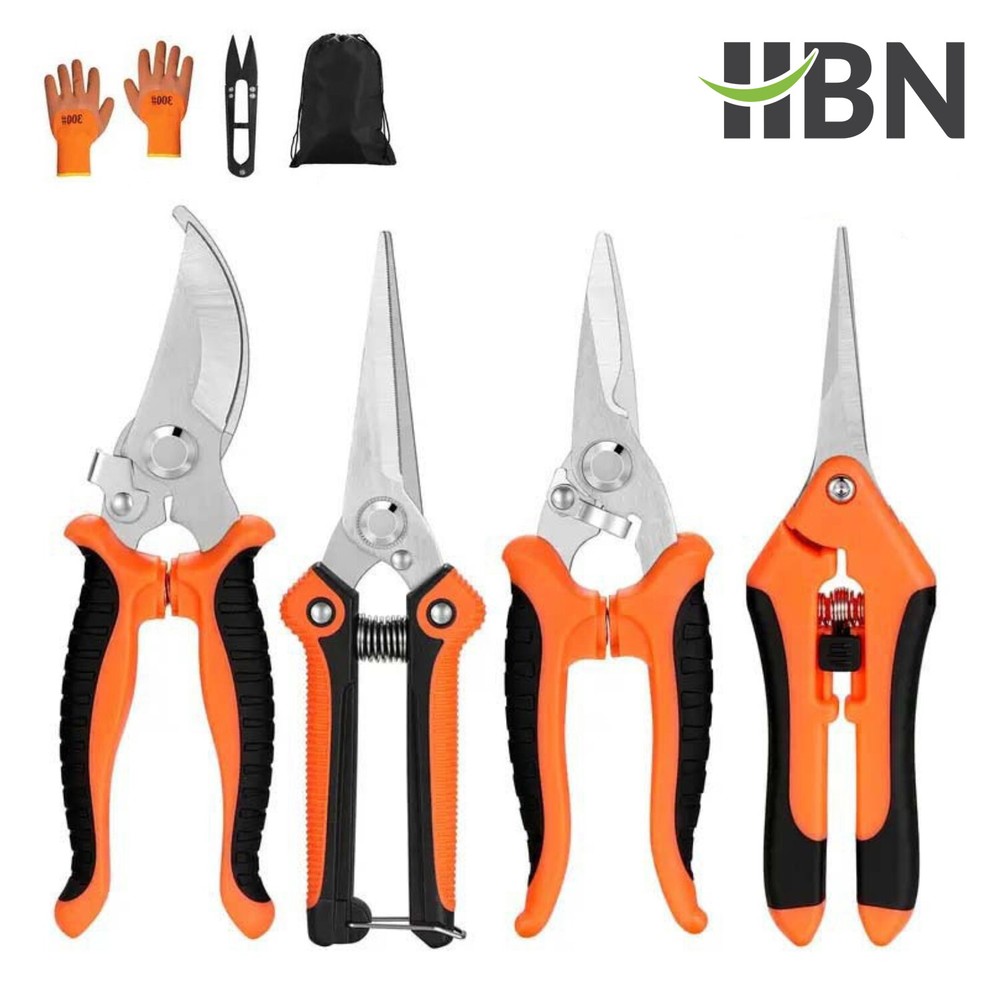 4 Pack Garden Pruning Shears, Stainless Steel Handheld Scissors Set With Gloves