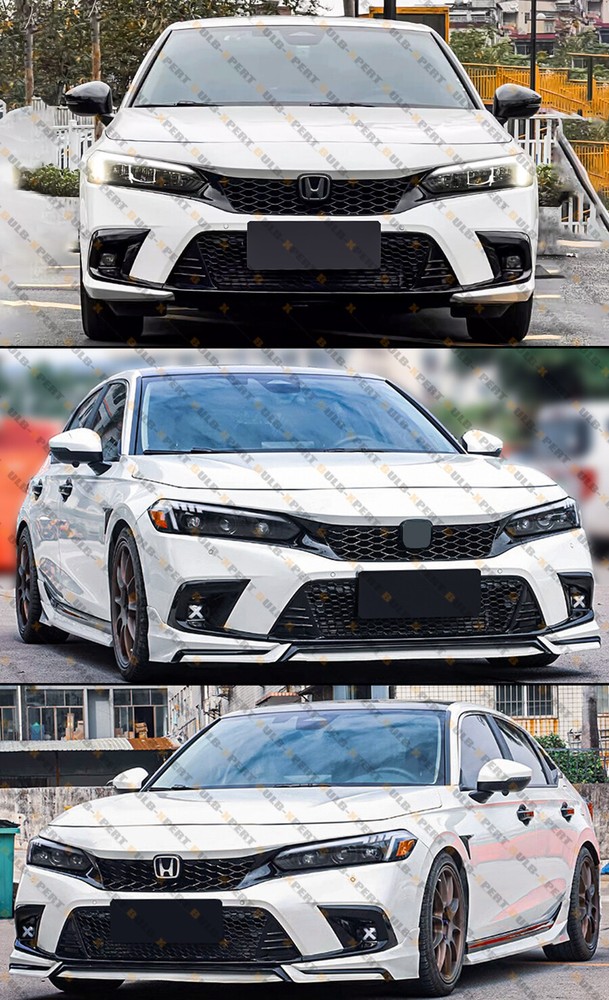 TYPE-R STYLE WHITE UPPER TRIM REPLACEMENT+UPPER GRILL FOR 2022-2024 HONDA CIVIC