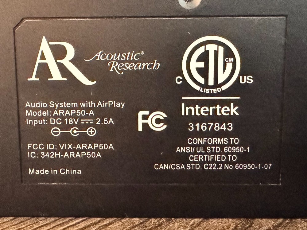 Acoustic Research ARAP50-A Wireless Audio System with AirPlay