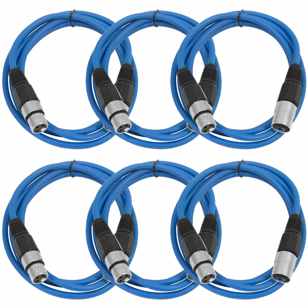 SEISMIC AUDIO (6 PACK) Blue 6' XLR Patch Cables - Snake