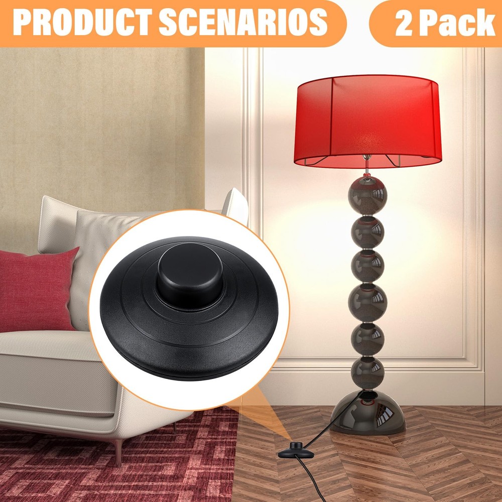 2 Pack Foot Pedal Switch, Floor Foot Switch for Lamp Round Black Inline Lamp ...