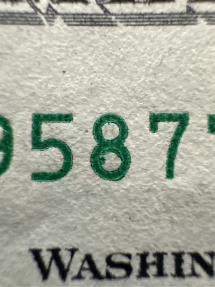 Two (2) 2021 $1 Sequential Notes with IDENTICAL Over Inked/smudge on Upper #8’s