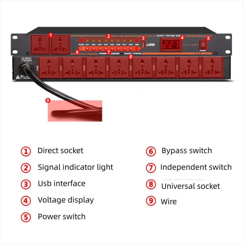 10 Outlet Power Sequencer Conditioner With High Definition Display For Home Th