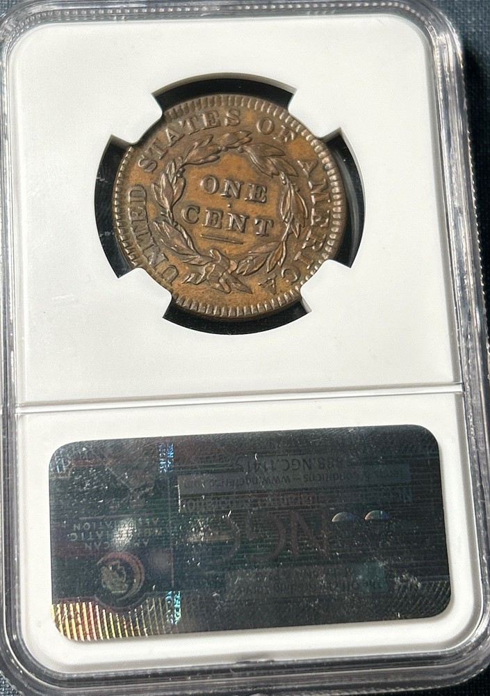 1834 Coronet Head Large Cent NGC AU55 **Double Profile**