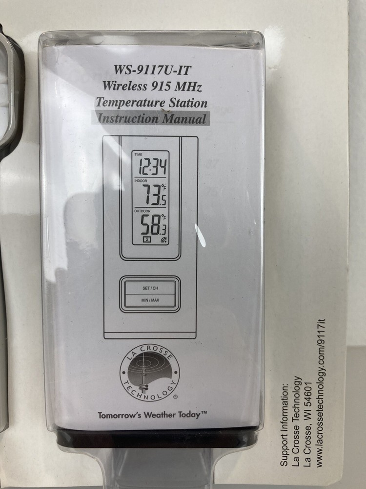 La Crosse Wireless Thermometer Sensor & Receiver Weather One 9117 Digital Clock