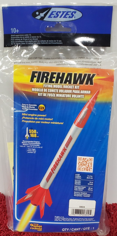 Estes Firehawk Rocket Kit #0804, E2X Free Shipping!