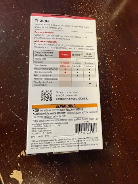 Texas Instruments TI-30Xa Scientific Calculator