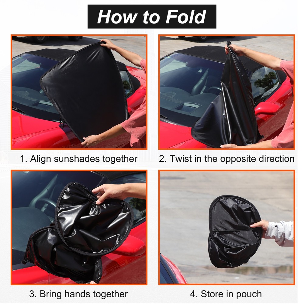 Fits 2005-2013 Corvette C6 Windshield Sun Shade Sun Visor UV Block FoldableBlack