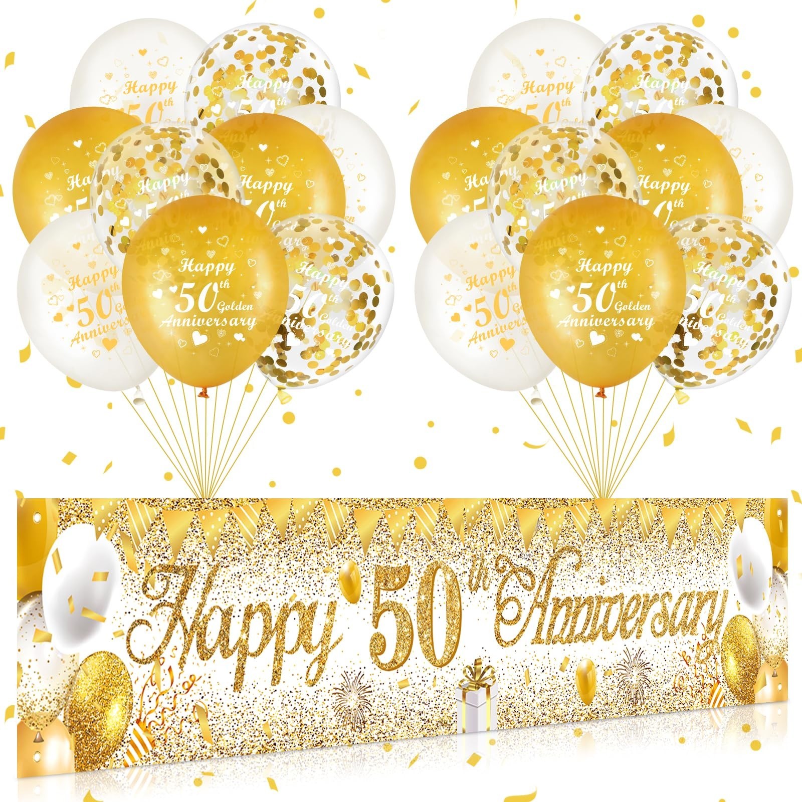50th Wedding Anniversary Decorations White Gold Happy 50th Anniversary Yard B...