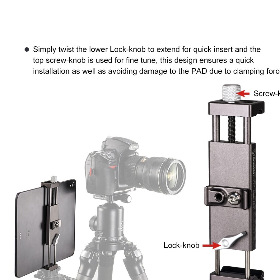 Sunwayfoto PC-03 Tablet Laptop Mount Smart Phone Bracket