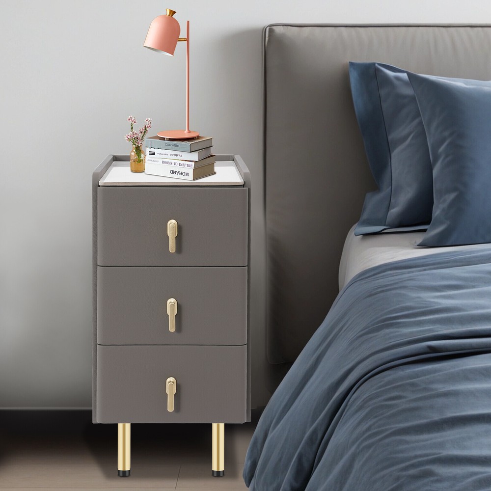 Three-Layer Bedside Cabinet with Drawers, Space-Saving Nightstand