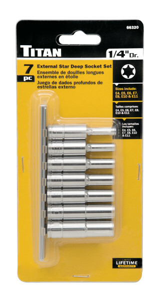 Titan 66320 7pc 1/4" Dr. External Star Deep Socket Set