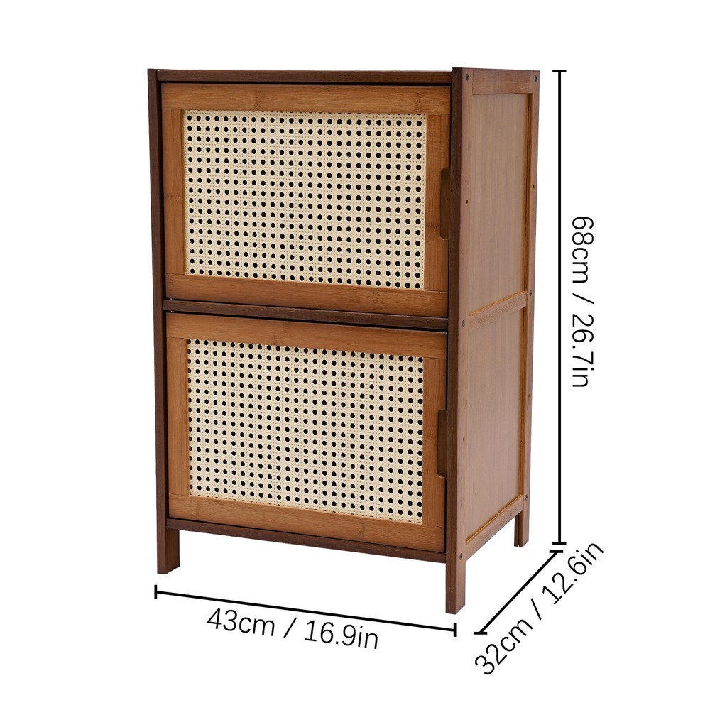 Bamboo Side Table End Table Bedside Tables Night Stand Dark Brown Sideboard USA