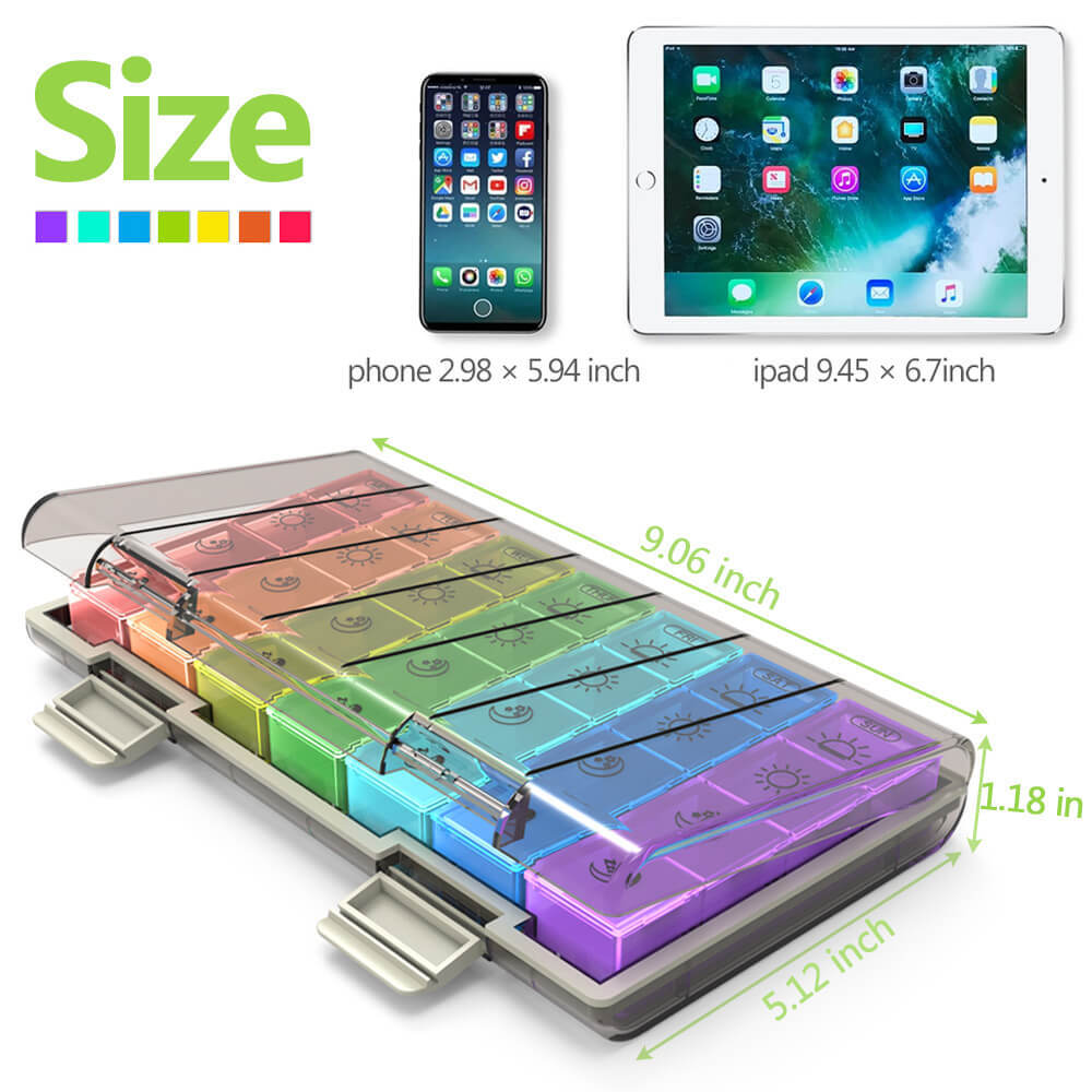 Large Weekly Pill Organizer Moisture-Proof 4 Times a Day 7 day Medicine Storage