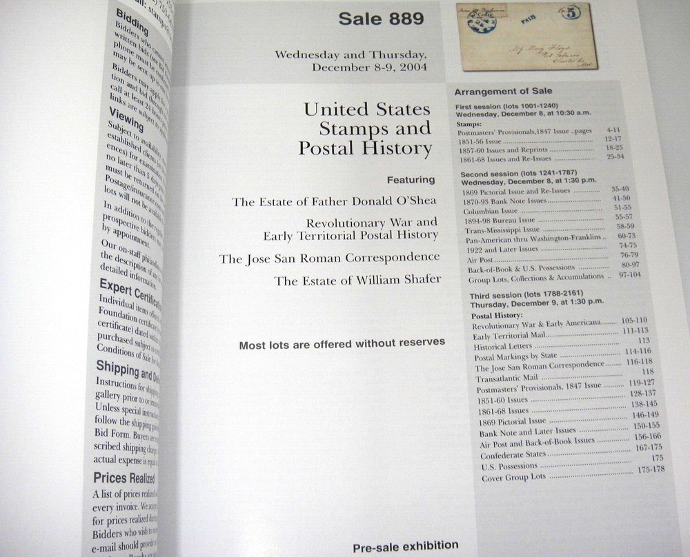 Siegel Auction Catalog w Prices Realized 2004 US Stamps & Postal History #889