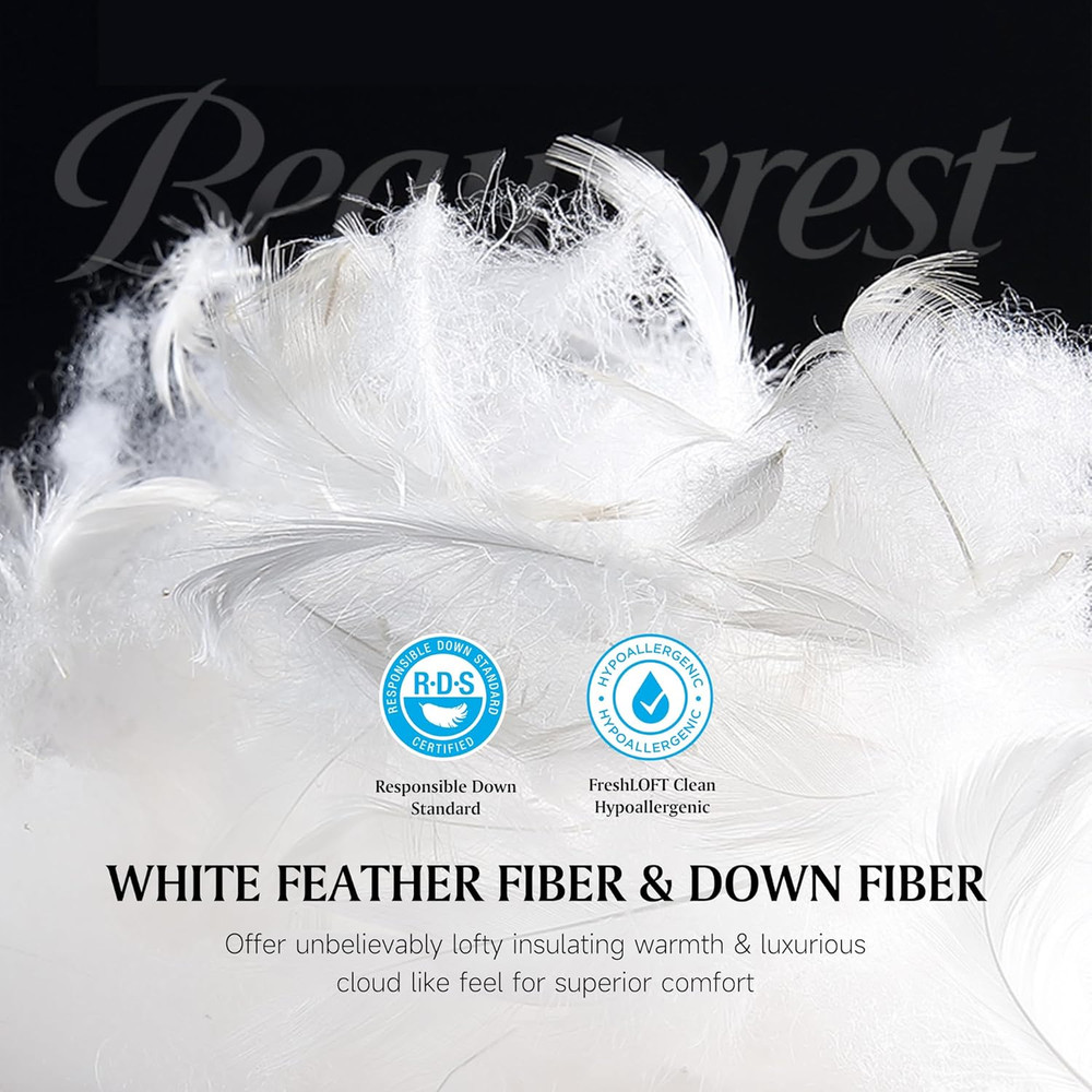 White Feather down Mattress Pad King Size - 233 Thread Count Tencel/Cotton Blend