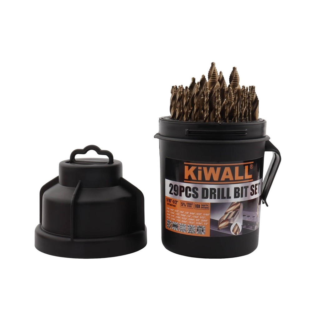 M35 Cobalt Drill Bit Set 29-Piece, Stepped Point for Fast, Precise Drilling i...