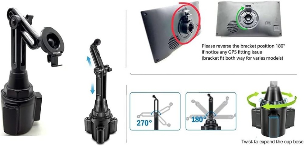 Universal Expandable Height Adjustable Cup Holder Mount for Garmin DriveSmart