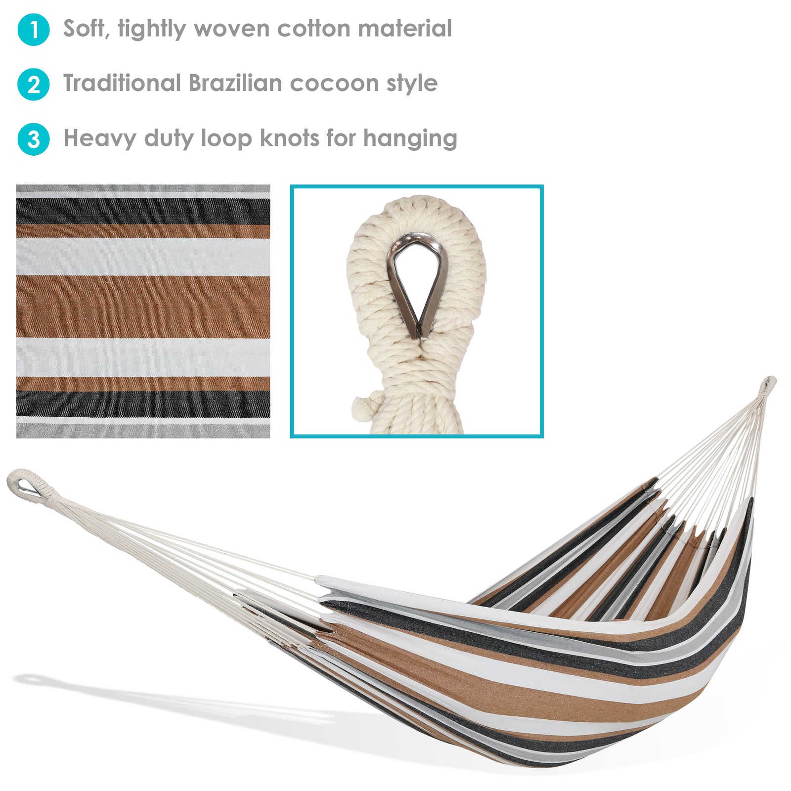 2-Person Woven Cotton Brazilian Hammock - Calming Desert by Sunnydaze