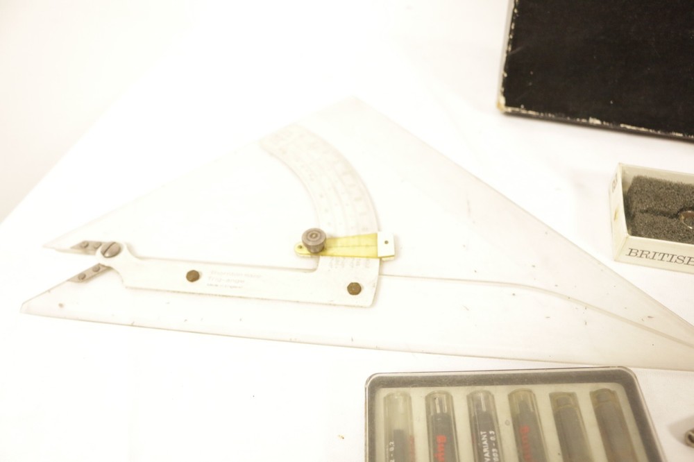 British Thornton Adjustable Set Squares Drafting Compass Rotring Tech Drawing
