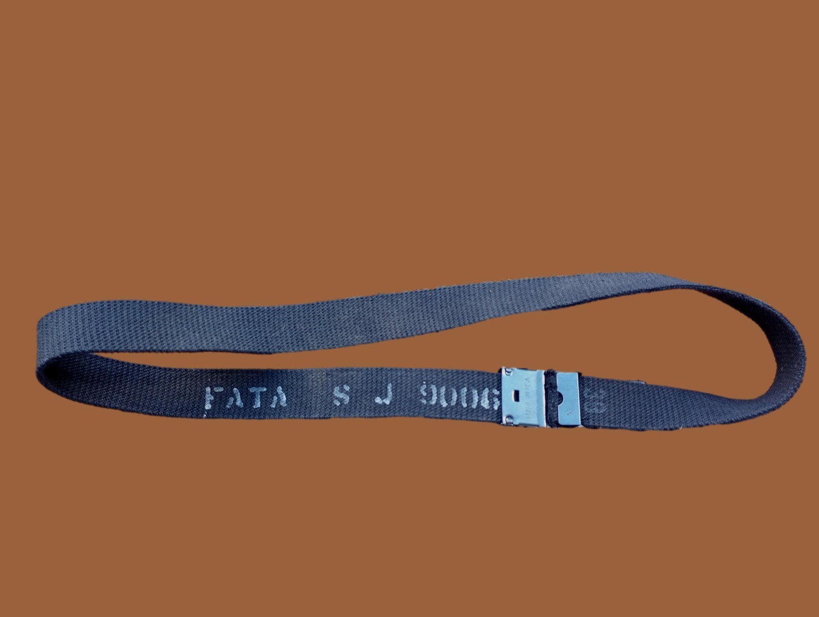 VINTAGE U.S MILITARY NAVY ISSUE BLACK WEB BELT WITH BLACK ROLLER BUCKLE US MADE