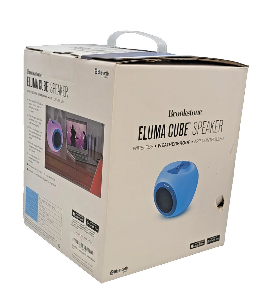 NIB Brookstone Eluma Cube Bluetooth Speaker, LED Audio Light Show (See Info)