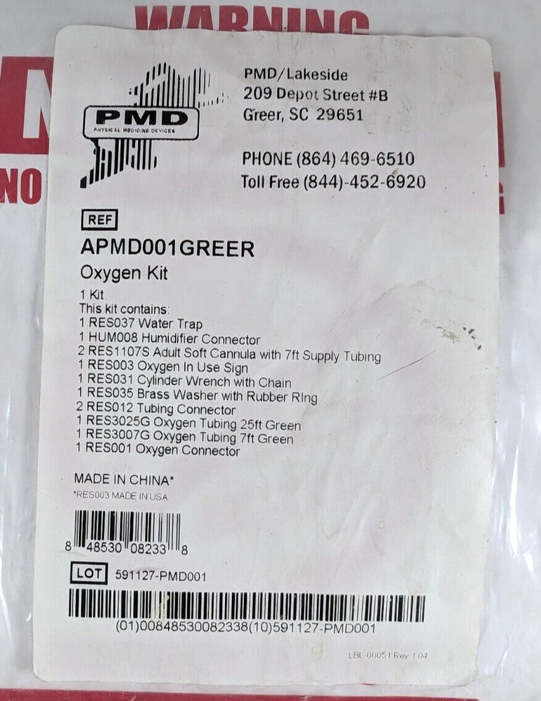 PMD Oxygen kit APMD001GREER