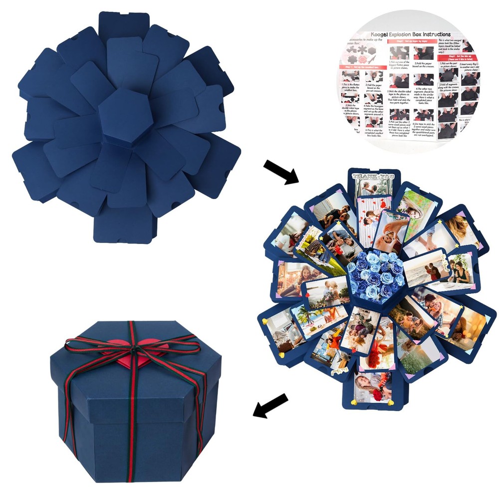 Blue Exploding Gift Box DIY Scrapbooking Accessories for Anniversary Birthday