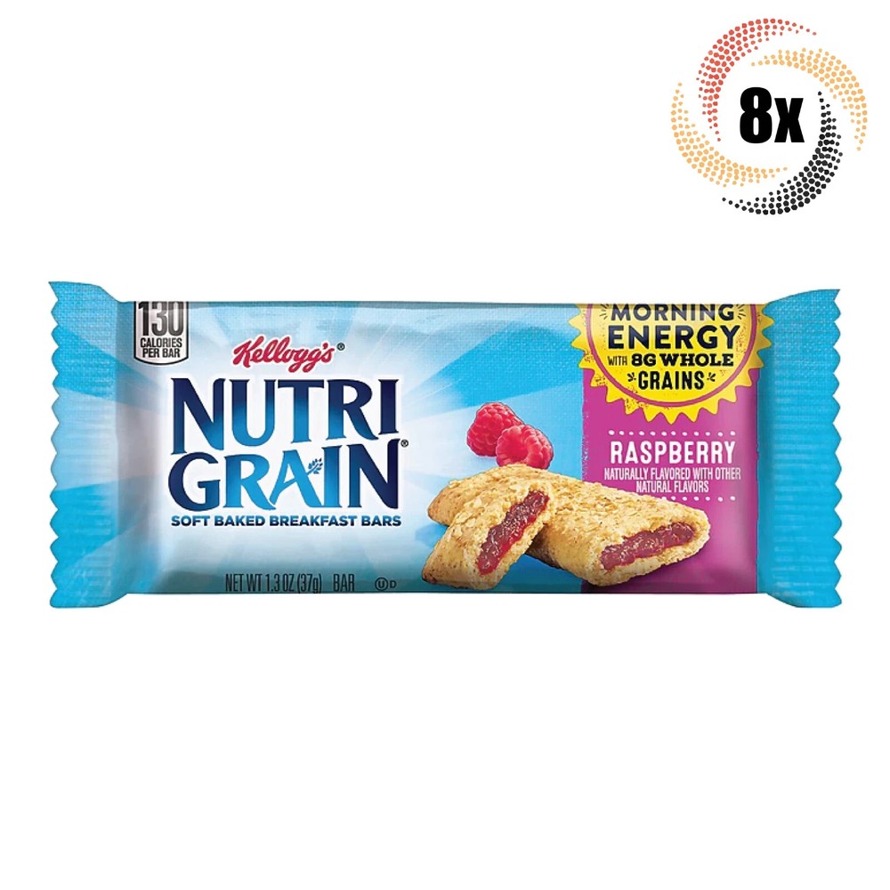 8x Bars Nutri-Grain Raspberry Soft Baked Breakfast Bars - 1.3oz Each