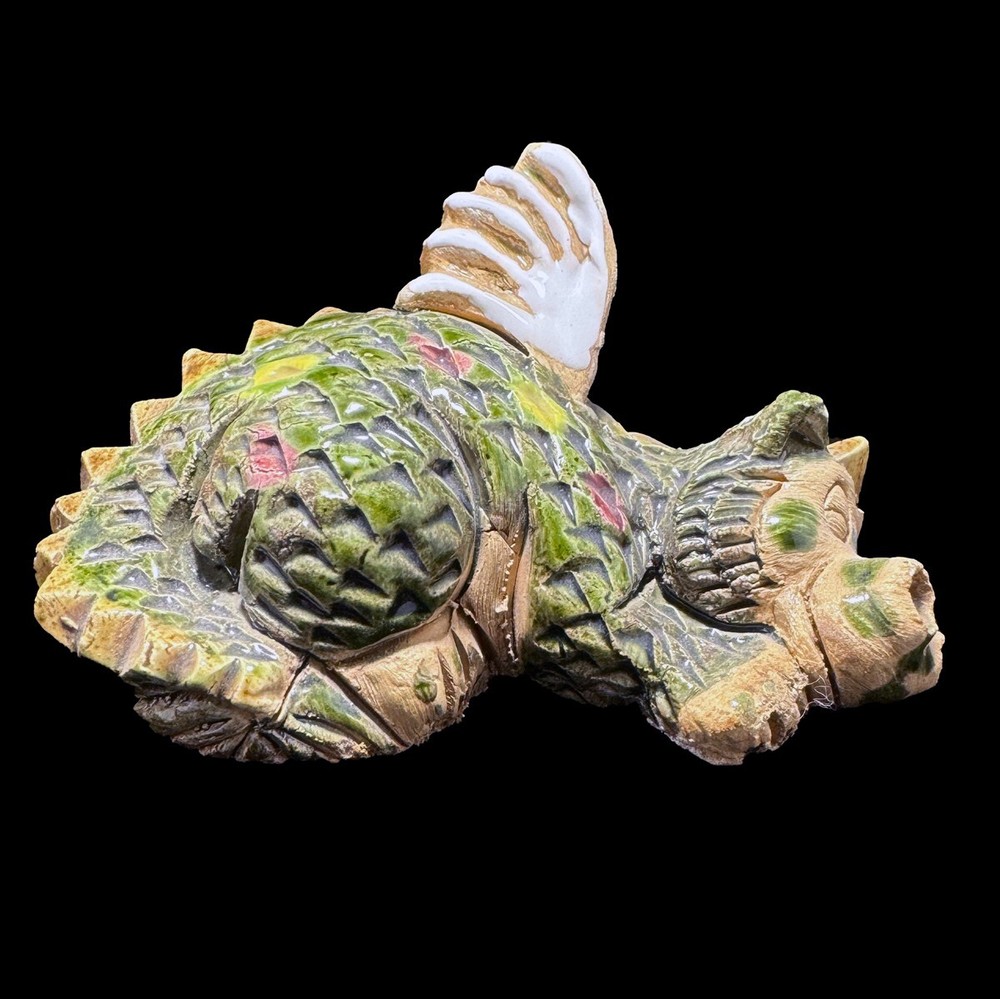 Small Sleeping Dragon Statue Hand Made Signed M. B. C.