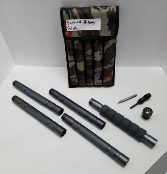 Multifunctional Trekking/Camping Stick with Compass & Canvas Bag