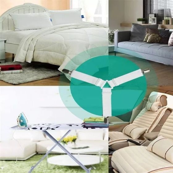 8pcs Triangle Bed Sheet Clips, Durable Elastic Fasteners for Secure Bedding