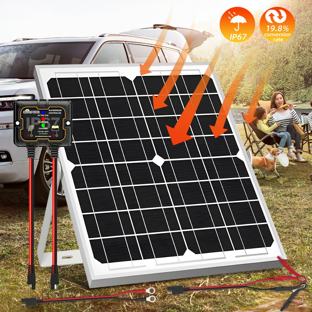 30W Solar Panel Trickle Charger 12V Solar Battery 100A W/ Controller Maintainer