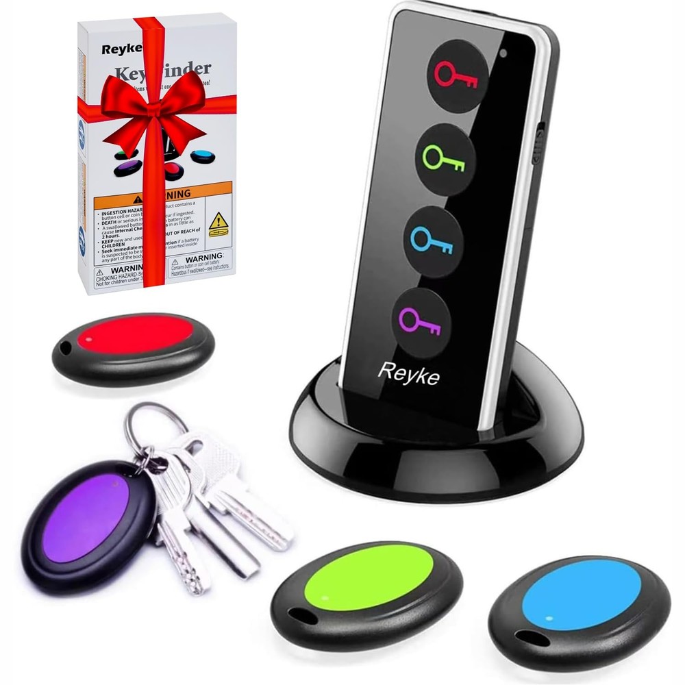 Reyke Key Finder, 80dB+ RF Item Locator Tags with 131ft. Working Range, Wirel...