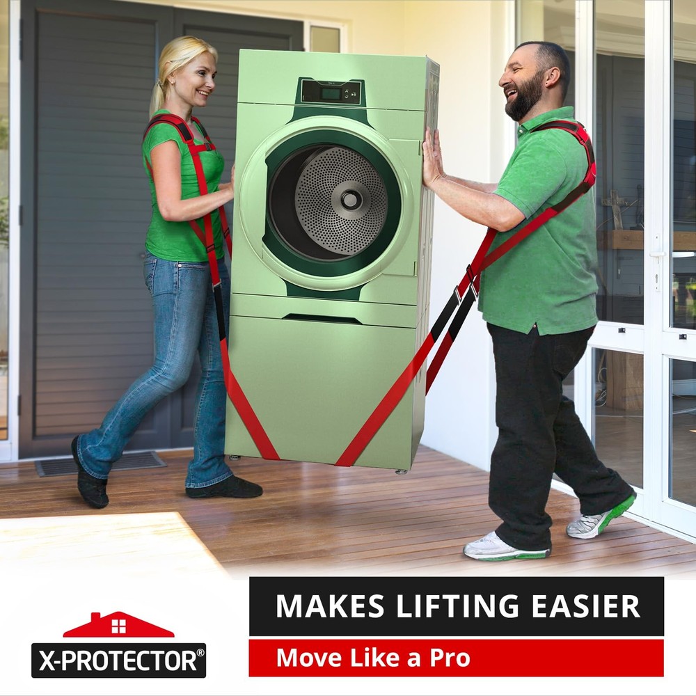 X-Protector Moving Straps - 2 Pairs - Lifting for 2 Standard, Red