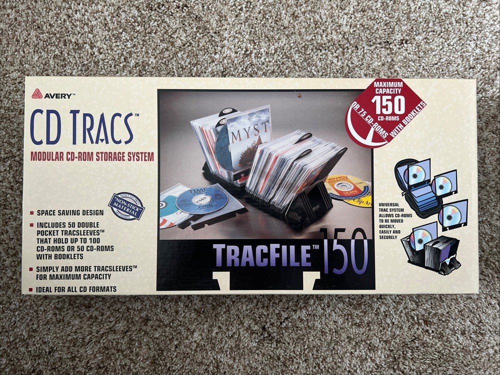 Vintage CD Tracs Modular CD Rom Storage System TracFile 150 NOS