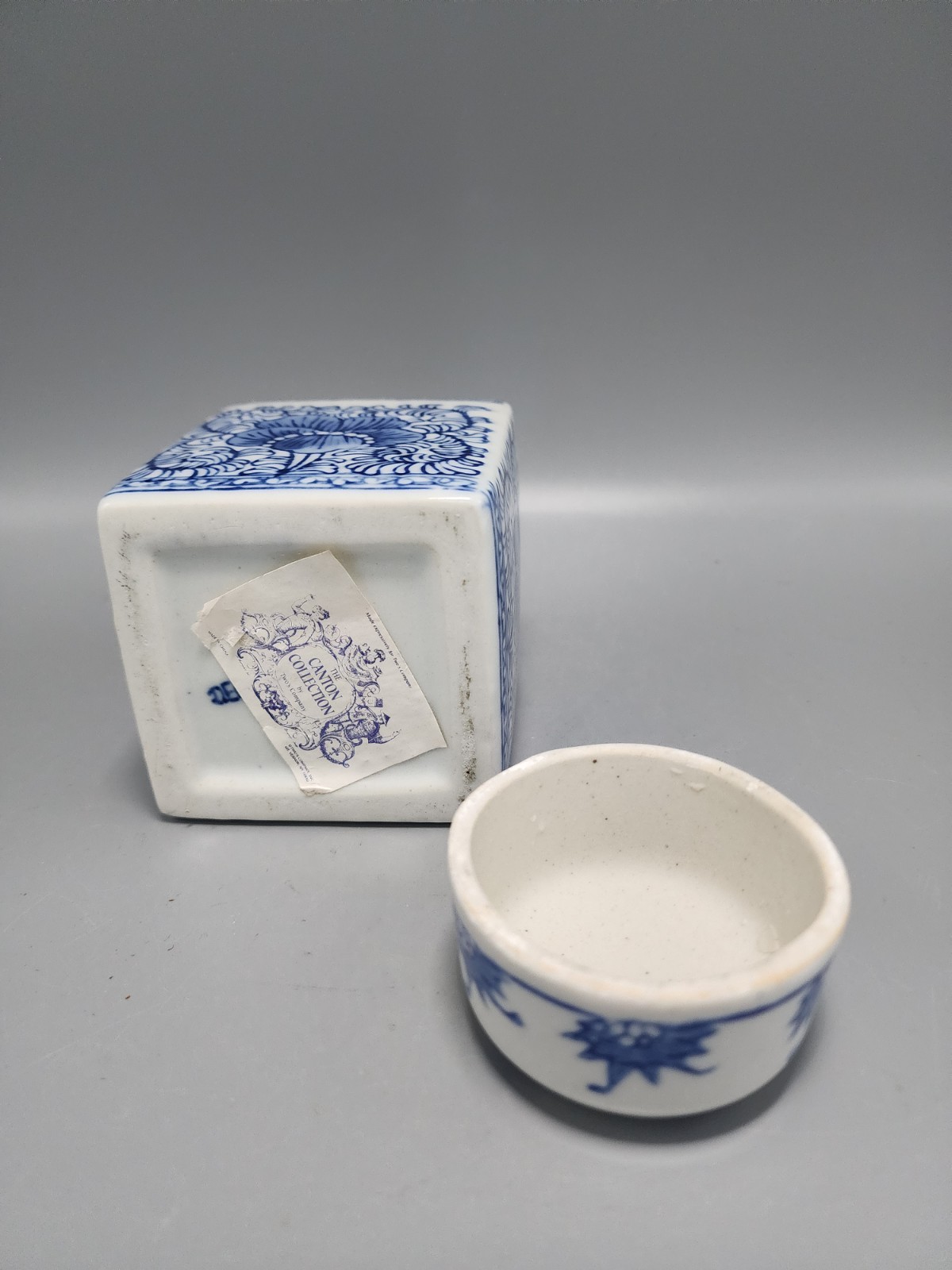 Small Square Blue & White Ginger Jar Canton Collection by Two's Company