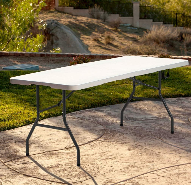 BestOffice 6FT Folding Picnic Table Plastic Party Event White